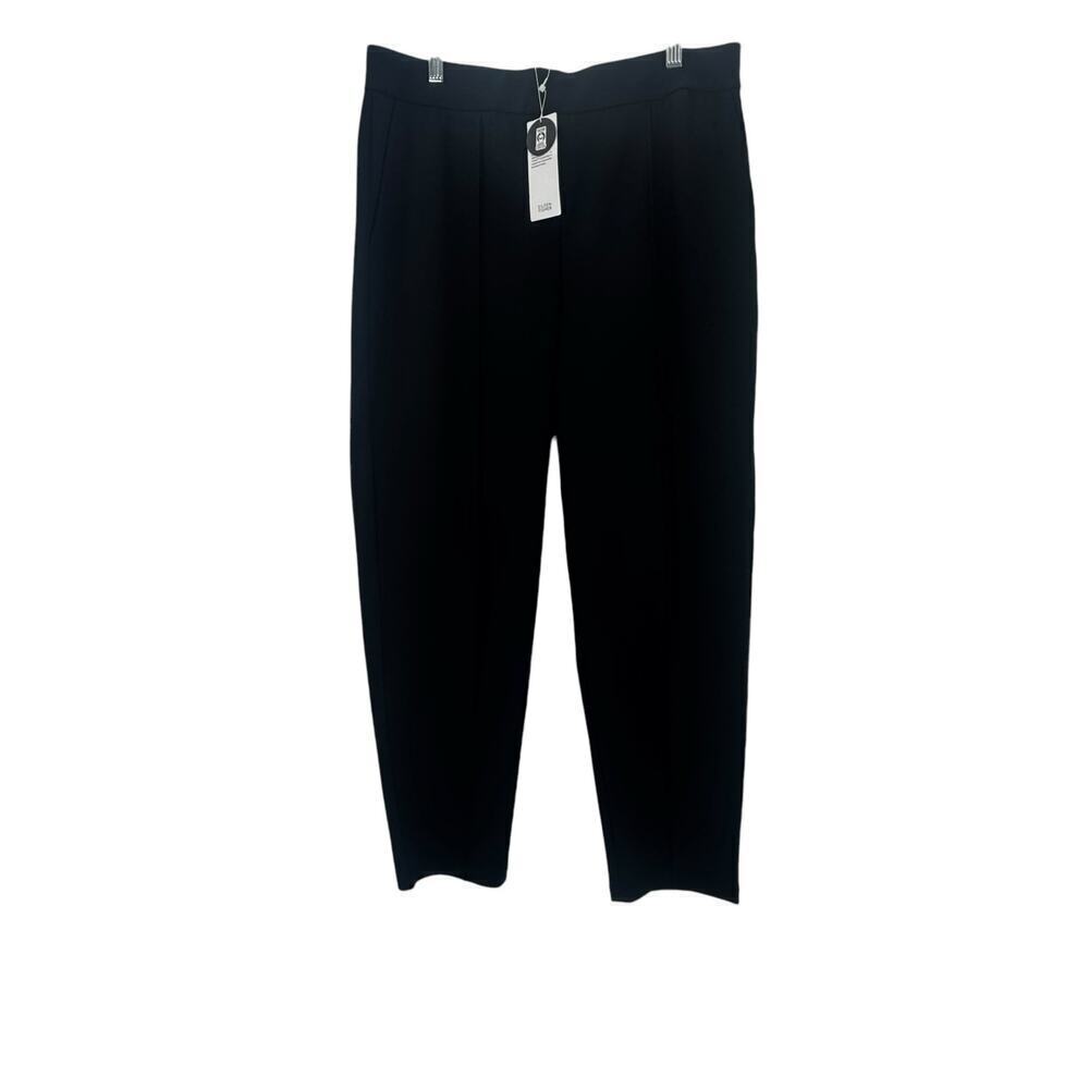 Eileen Fisher Washable Flex Ponte Pintuck Ankle Pant Black Size L Petite NWT
